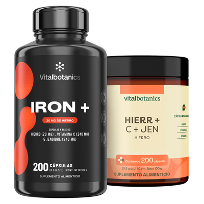 Iron+ | Hierro 20 mg con Vitamina C y Jengibre en Cápsulas