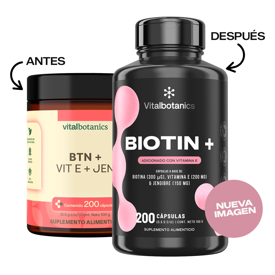 Biotin+ | Biotina con Vitamina E y Jengibre en Cápsulas