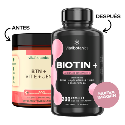Biotin+ | Biotina con Vitamina E y Jengibre en Cápsulas
