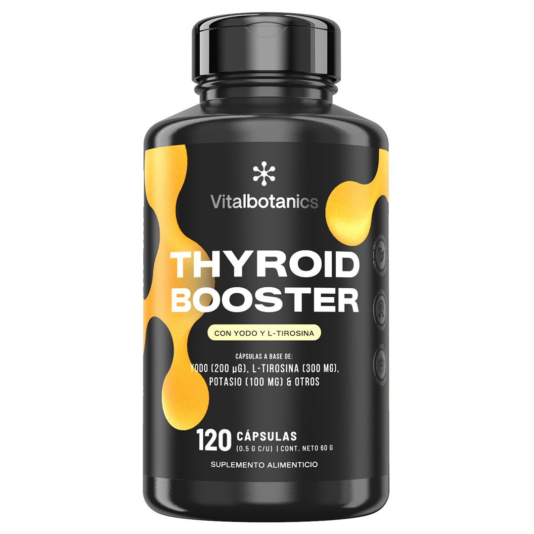 Thyroid Booster Vitalbotanics 120 cápsulas – Yodo, Selenio y L-Tirosina suministro 2 meses