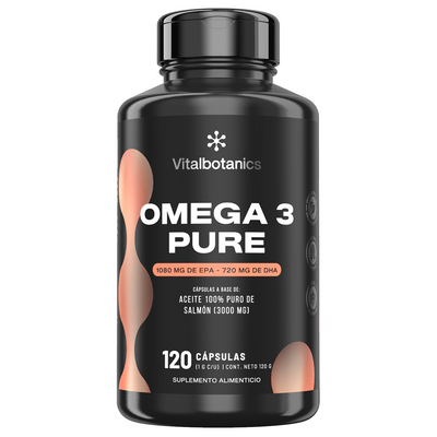 Omega 3 Pure | Aceite de Salmón con 1080 mg EPA y 720 mg DHA - VitalBotanics