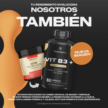 Vit B3+ Vitalbotanics 60 cápsulas – Niacina y Ajo de origen natural