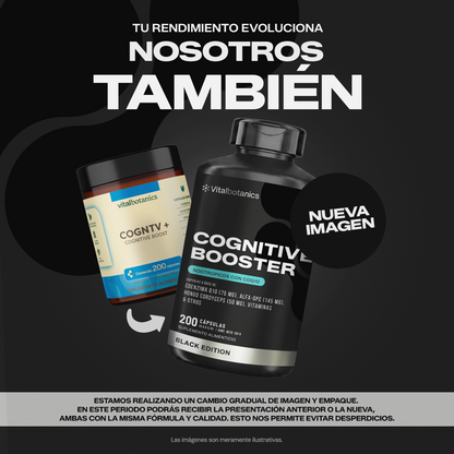 Suplemento Cognitive Booster Black – fórmula premium sin estimulantes 60 y 200 cápsulas