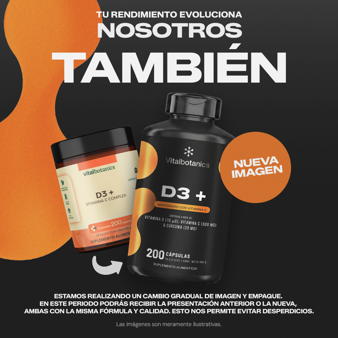 D3+ | Vitamina D3 con Vitamina C y Cúrcuma - Sistema Inmune y Huesos