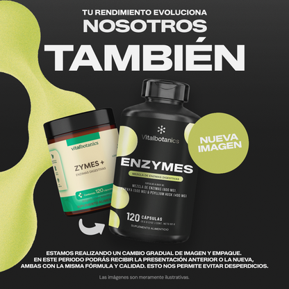 Suplemento de enzimas digestivas Vitalbotanics – presentación 60 y 120 cápsulas