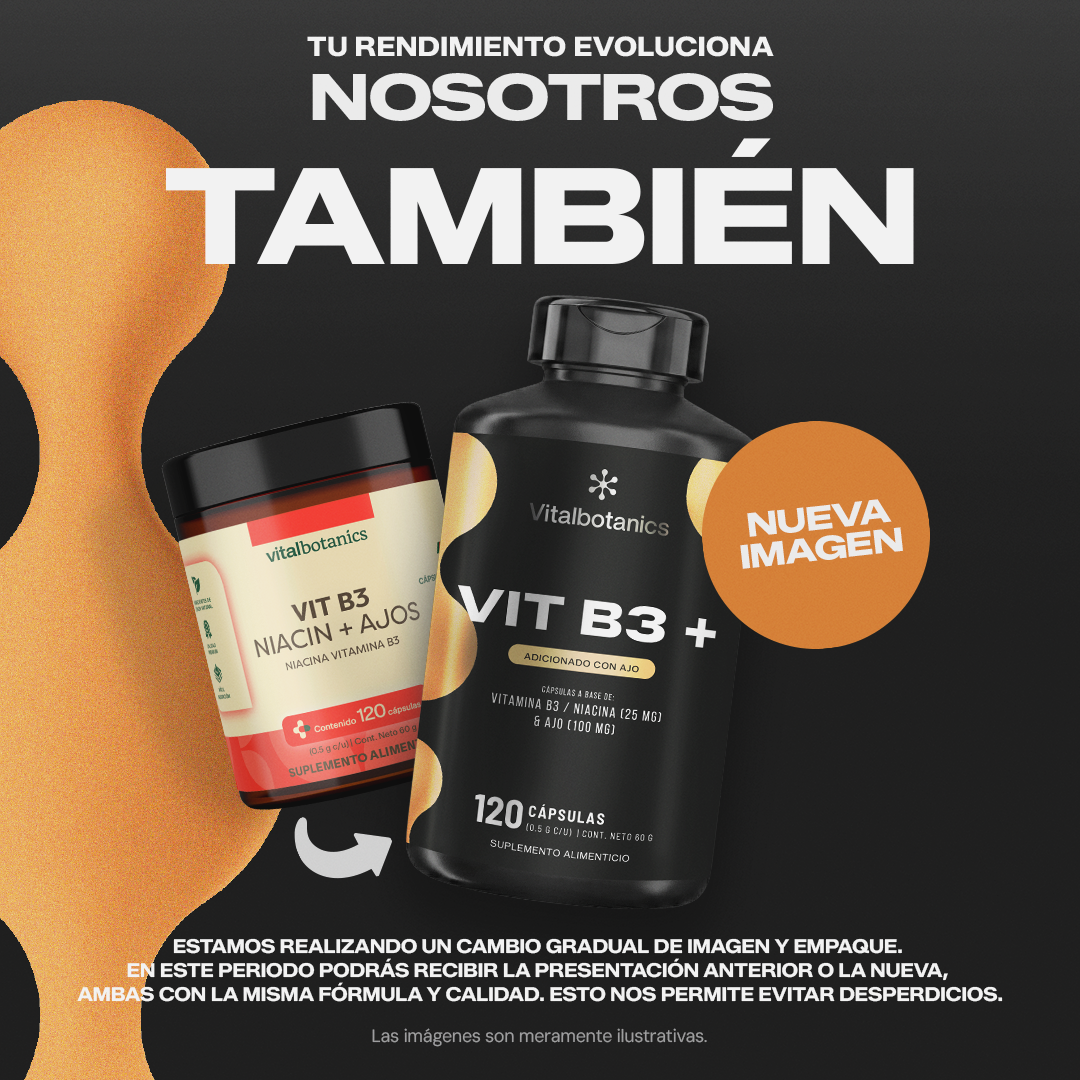 Vit B3+ 200c Vitalbotanics – Niacina y Ajo de origen natural 200 cápsulas
