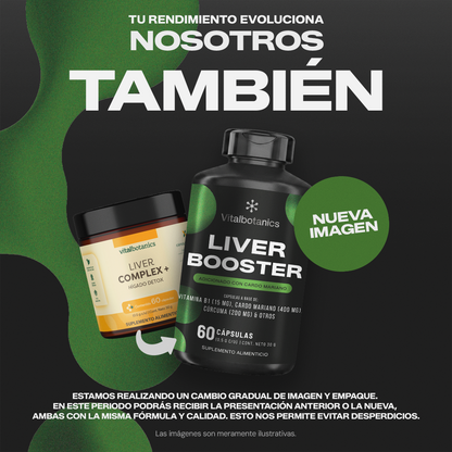 Liver Booster Vitalbotanics – 60 cápsulas de Cardo Mariano, Cúrcuma y Betabel