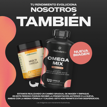 Suplemento Omega Mix Vitalbotanics – 120 cápsulas de ácidos grasos esenciales