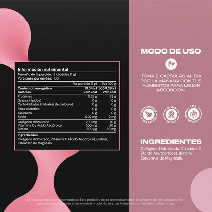 Collagen+ | Colágeno Hidrolizado con Vitamina C y Biotina - VitalBotanics