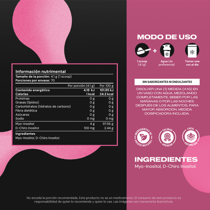 Myo+ | Myo-Inositol y D-Chiro Inositol Ratio 40:1 en Polvo