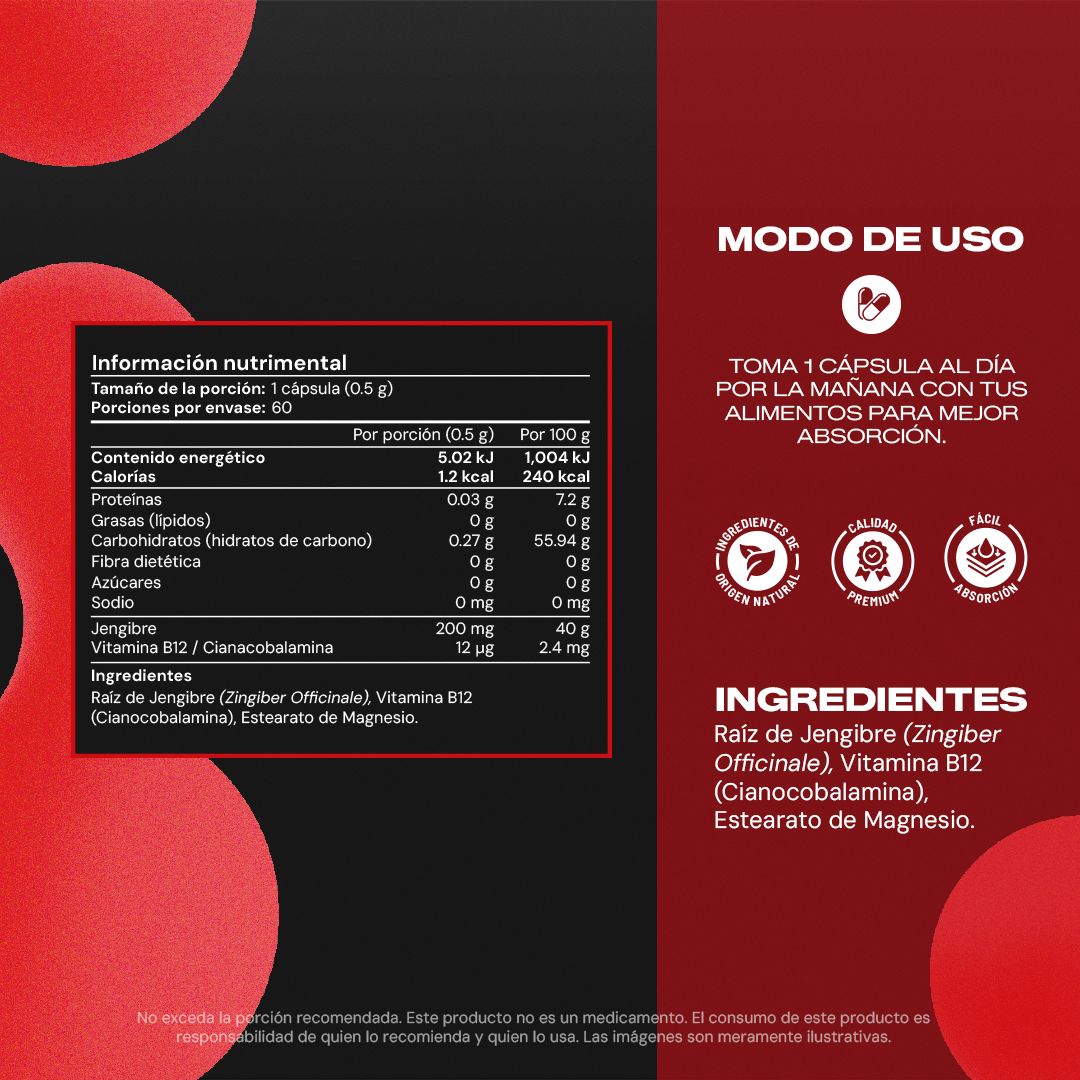 Vit B12+ | Vitamina B12 con Jengibre - Energía y sistema nervioso