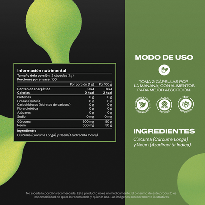 Neem + Turmeric | Cúrcuma con Neem - VitalBotanics