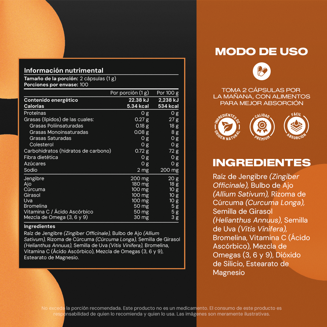 Circulation Booster | Ajo, Omega 3 y Cúrcuma en Cápsulas