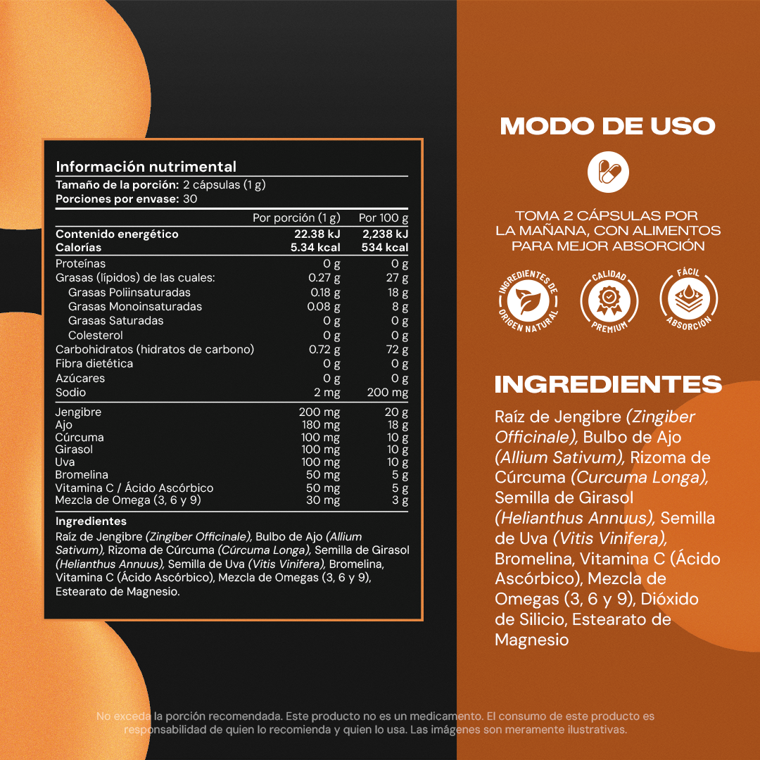 Circulation Booster | Ajo, Omega 3 y Cúrcuma en Cápsulas