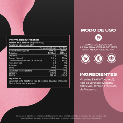 Biotin+ | Biotina con Vitamina E y Jengibre - VitalBotanics