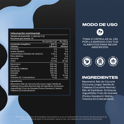 Prostate Booster | Semilla de Calabaza con Resveratrol y Equinácea - 7 Activos