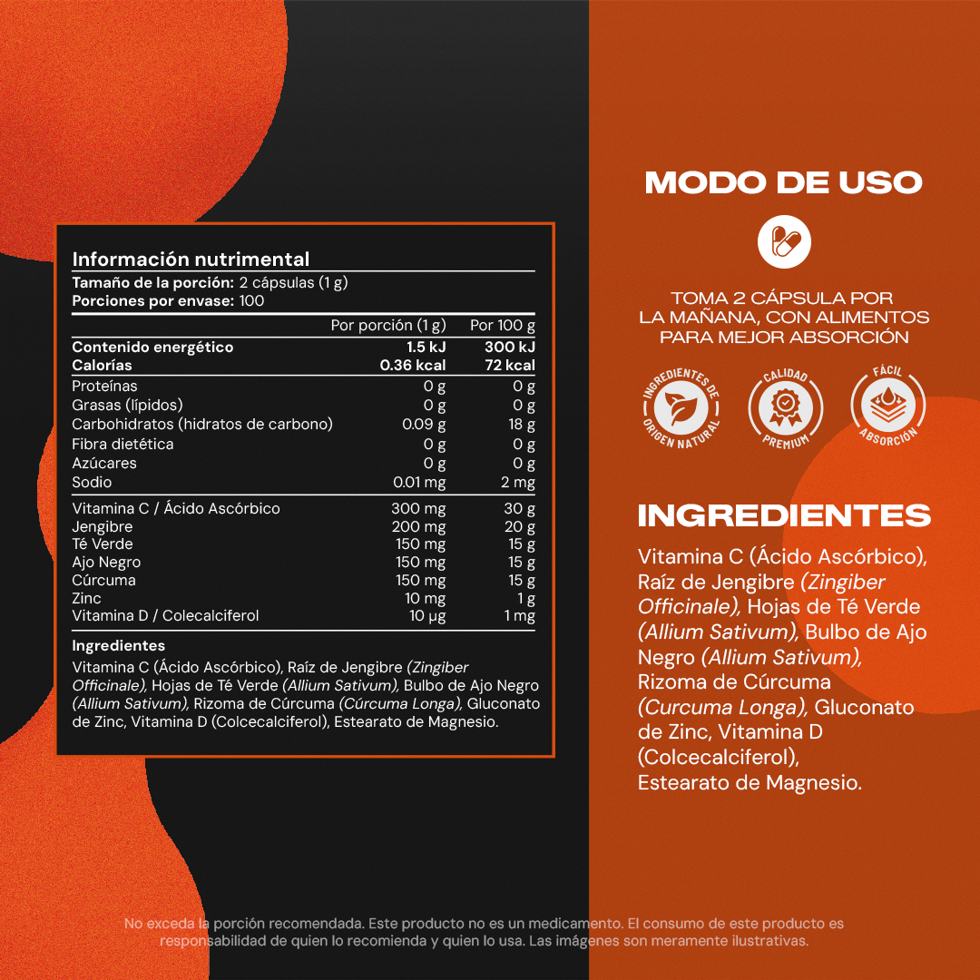 Immune Booster | 200 Cápsulas – Inmunidad diaria reforzada
