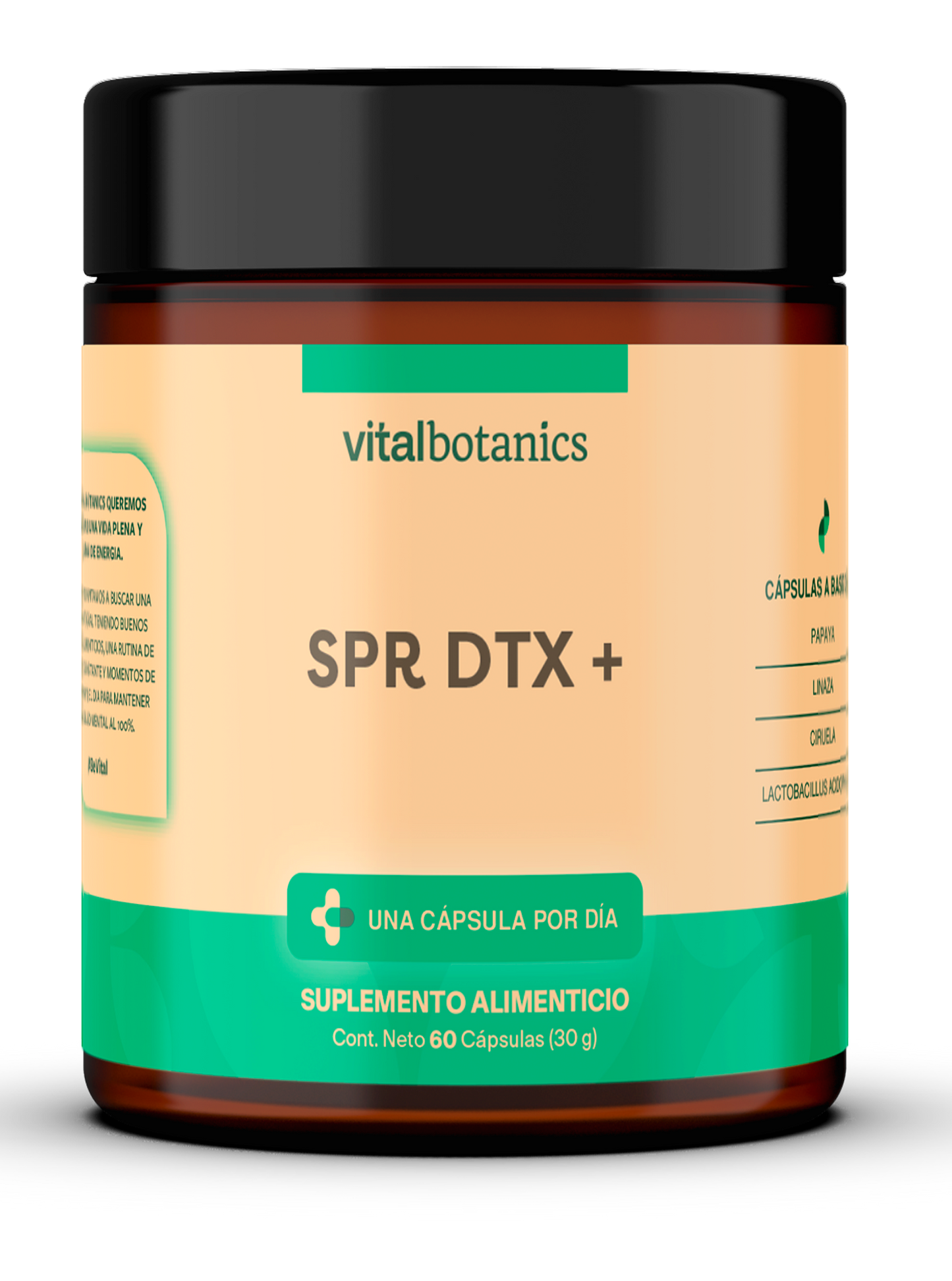 SPR DTX + | Ciruela, Linaza, Papaya y Lactobacillus Acidophilus con 60 Cápsulas de 500 mg
