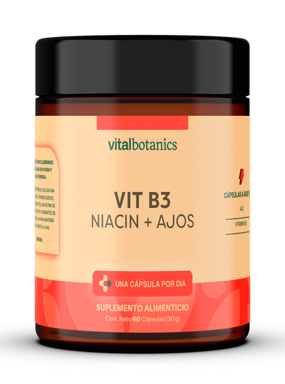 VIT B3 NIACIN + AJOS | 60 cápsulas de 500mg