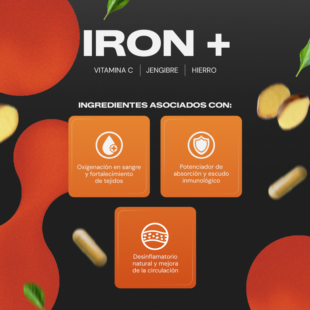 Iron+ | Hierro 20 mg con Vitamina C y Jengibre