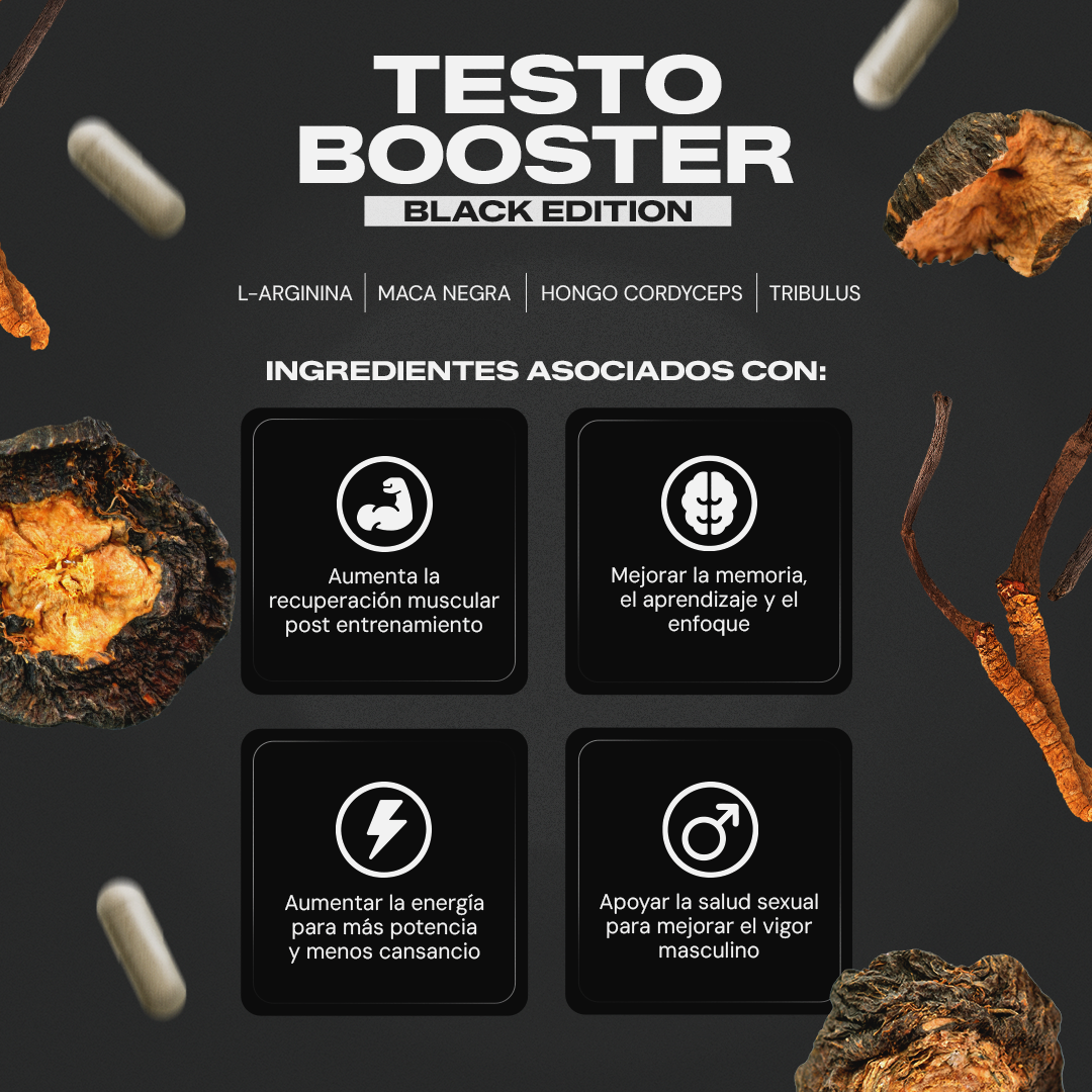 Testo Booster Black | Maca Negra con Cordyceps y Creatina - Vitalidad Masculina