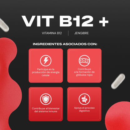 Rutina de bienestar diario con Vit B12+ Vitalbotanics – vitamina B12 y jengibre natural