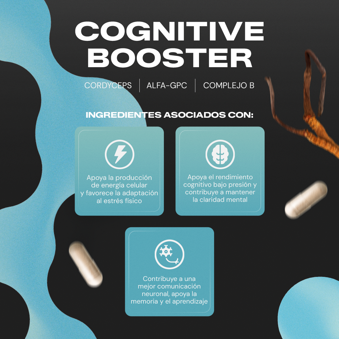 Cognitive Booster | Alpha-GPC con Cordyceps y L-Tirosina - Nootrópico