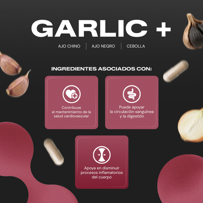 GARLIC + Ajo Chino, Ajo Negro y Cebolla | 200 Cápsulas