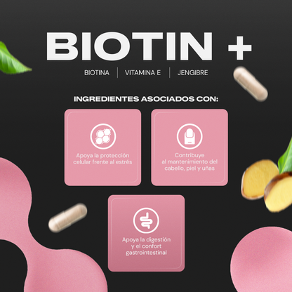 Biotin+ | Biotina con Vitamina E y Jengibre - VitalBotanics