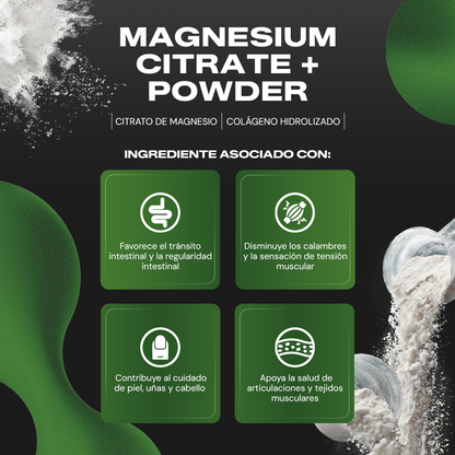 Ingredientes Magnesium Citrate+ Powder Vitalbotanics – citrato de magnesio y colágeno
