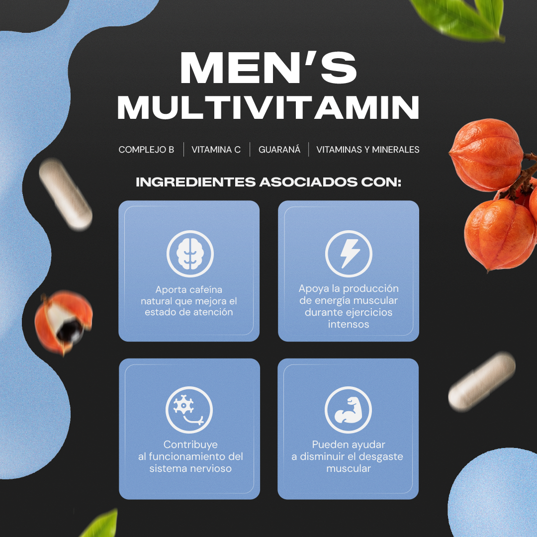 Men's Multivitamin | Creatina, Guaraná, Zinc y Vitaminas B en Cápsulas