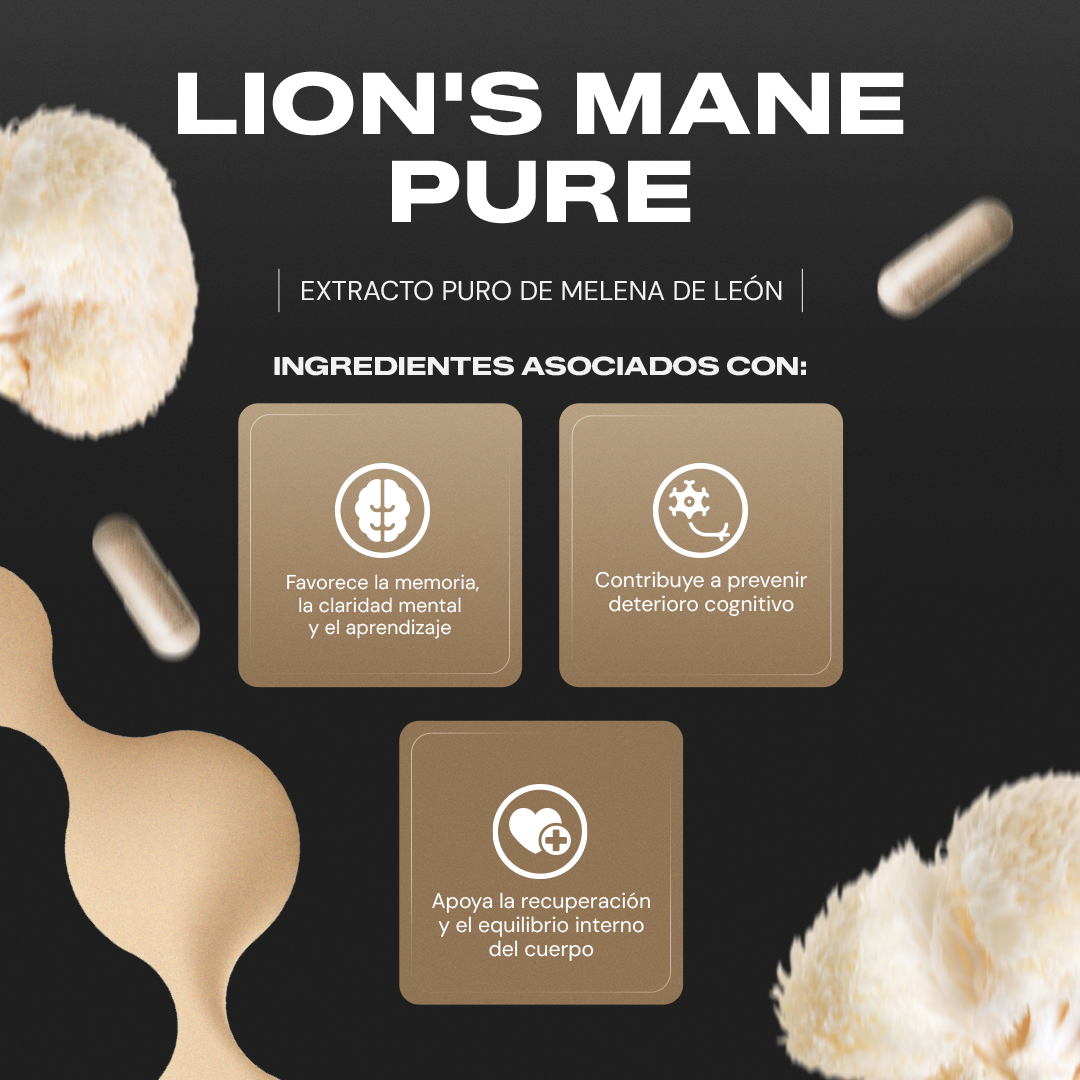 Lion's Mane Pure | Extracto de Melena de León - Memoria y Función Cognitiva