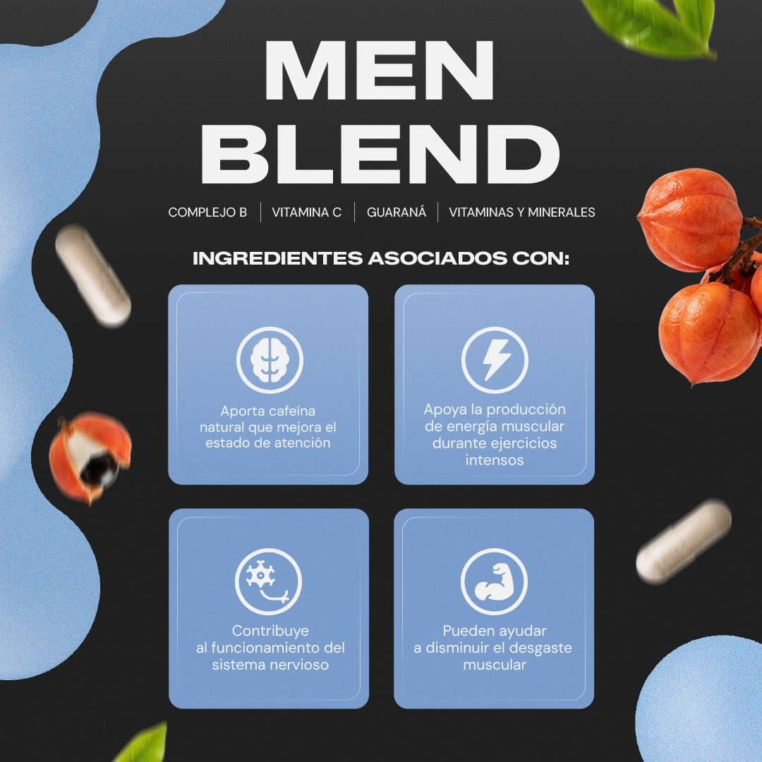 Hombre activo con Men Blend 200 cápsulas Vitalbotanics – vitalidad masculina natural