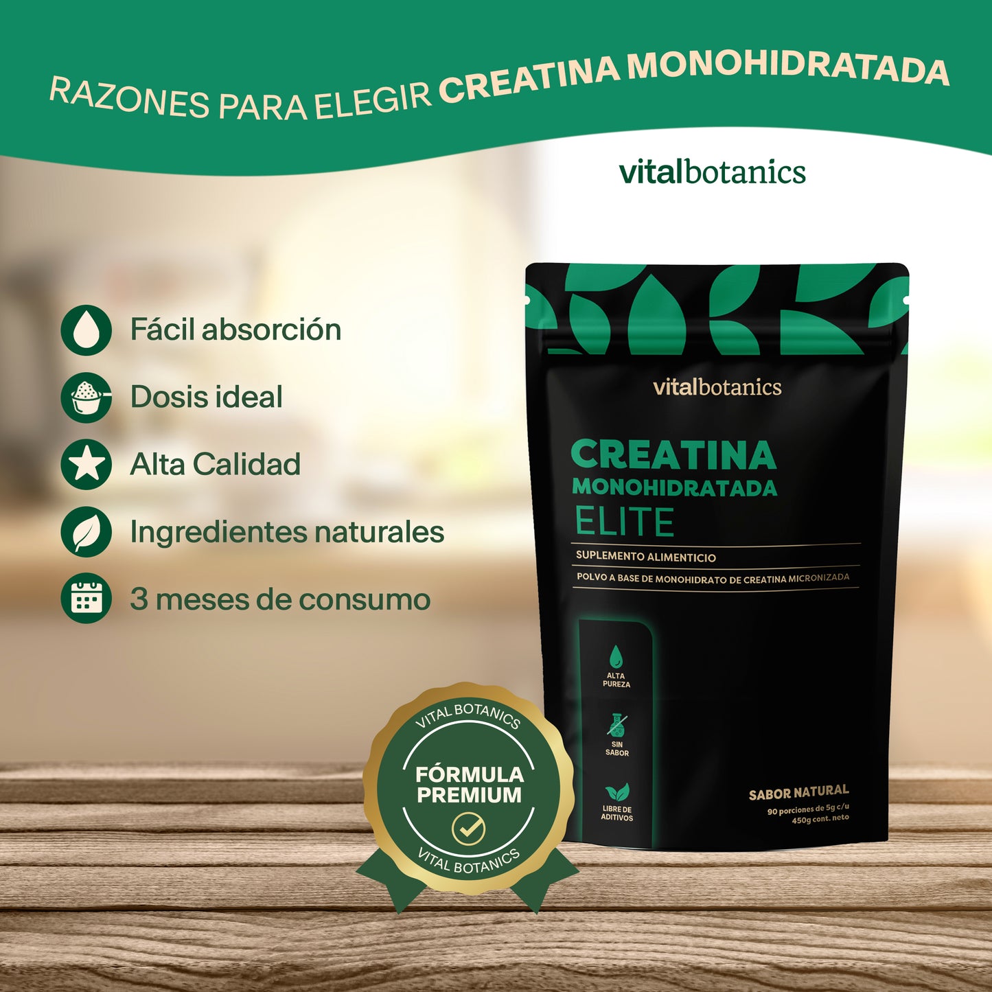 Creatina Monohidratada Elite (Sabor Natural)