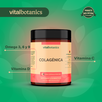 Colagénica | Biotina, Colágeno Hidrolizado, Vitaminas A, B5, C, D, E y Zinc