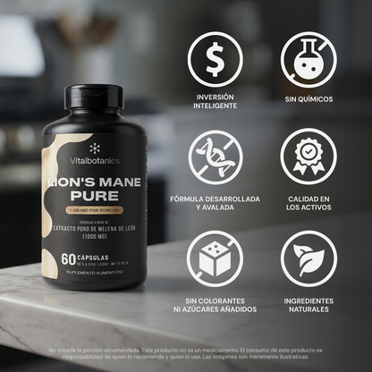 Lion's Mane Pure | Extracto de Melena de León - Memoria y Función Cognitiva