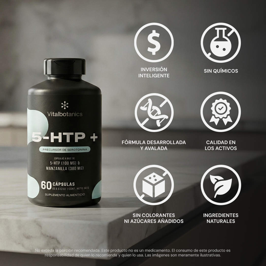 Características 5HTP+ Vitalbotanics – 5-HTP puro con Manzanilla sin rellenos