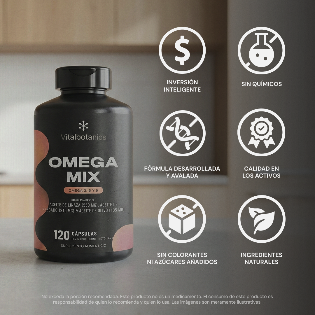 Características de Omega Mix – tres ácidos grasos en una sola cápsula sin rellenos