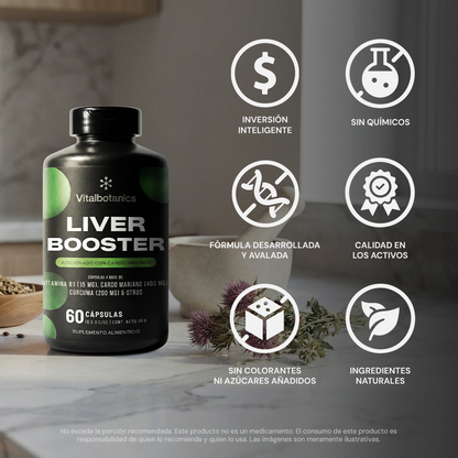Características Liver Booster – 500mg por cápsula Cardo Mariano, Betabel y Diente de León