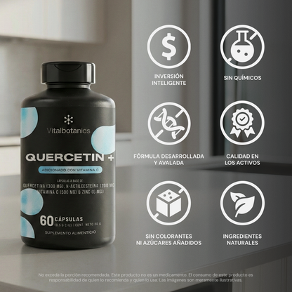Características Quercetin+ Vitalbotanics – cuatro antioxidantes sin rellenos