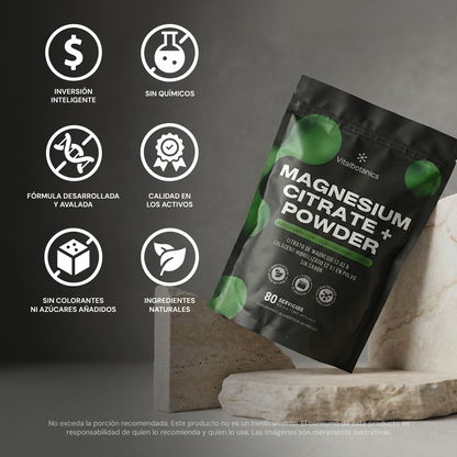 Características Magnesium Citrate+ Powder Vitalbotanics – magnesio y colágeno sin rellenos
