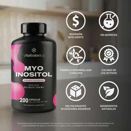 Características Myo Inositol Vitalbotanics – 2000mg puros sin rellenos innecesarios