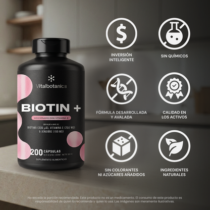 Biotin+ | Biotina con Vitamina E y Jengibre - VitalBotanics