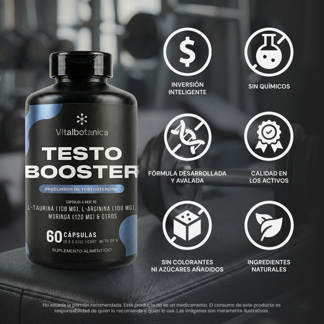 Características Testo Booster Vitalbotanics – Moringa, L-Arginina y Guaraná naturales