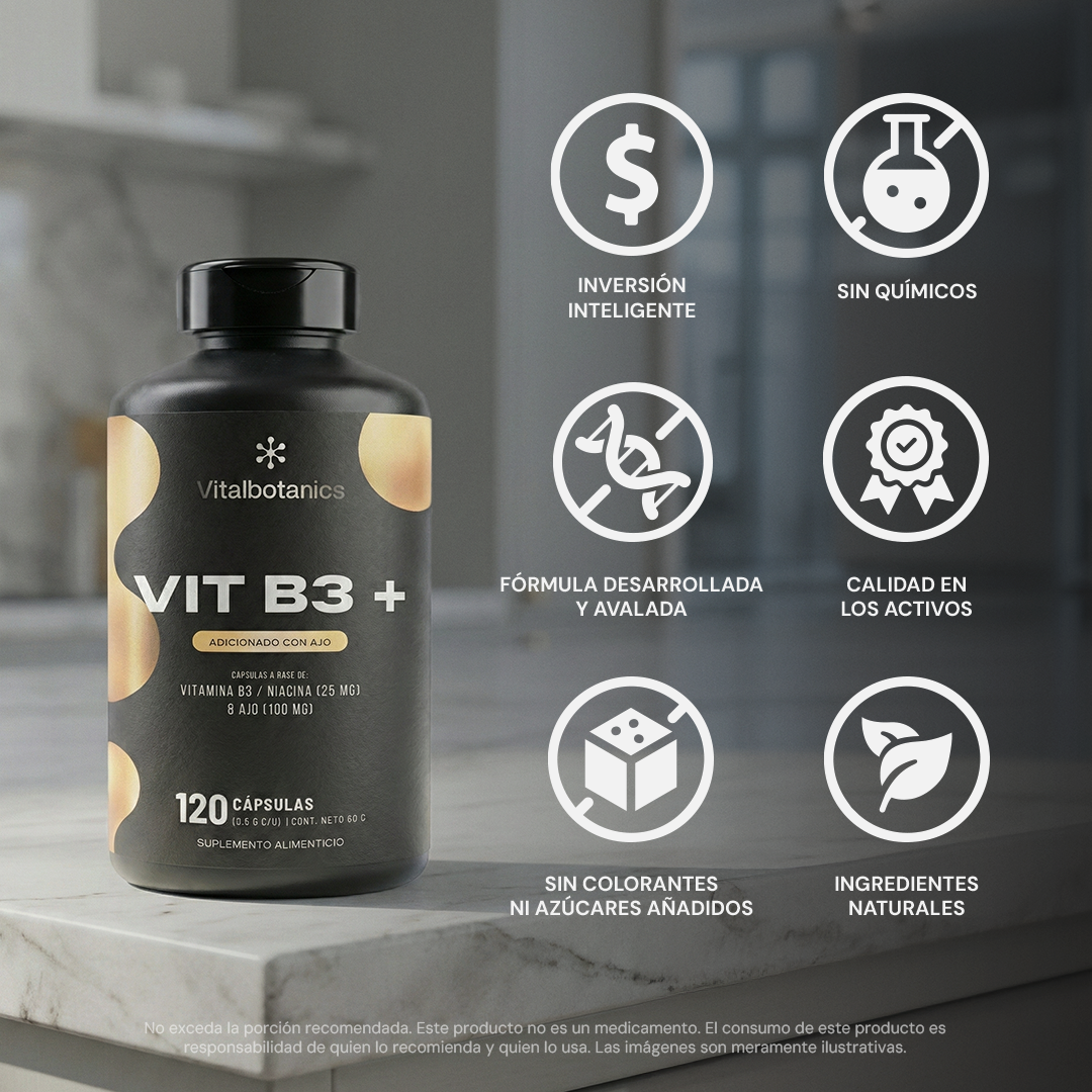 Transparencia Vit B3+ 200c Vitalbotanics – Vitamina B3 y Ajo de origen natural