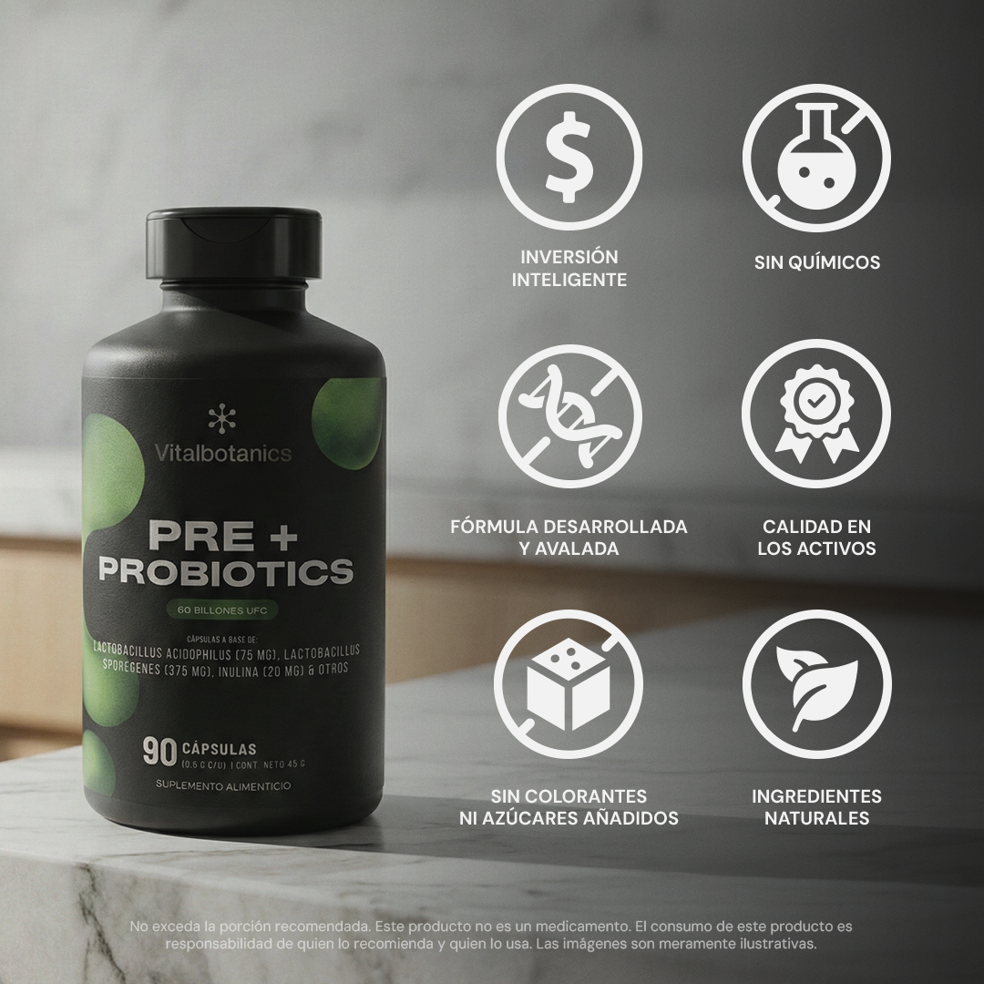 Pre + Probiotics | 60 Billion CFU con Inulina y Enzimas - VitalBotanics