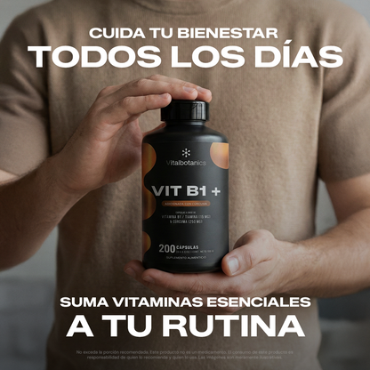 Ingredientes de Vit B1+ Vitalbotanics – Vitamina B1 Tiamina y Cúrcuma de origen natural