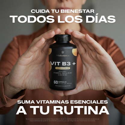 Modo de uso Vit B3+ Vitalbotanics – dosis recomendada de Vitamina B3 diaria