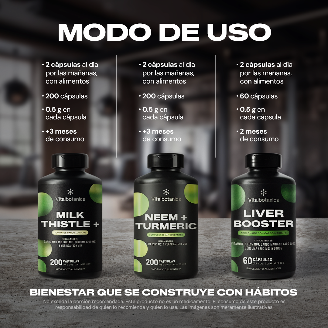 Modo de uso del Kit Liver Detox Vitalbotanics – cómo tomar los 3 suplementos