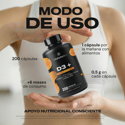 D3+ | Vitamina D3 con Vitamina C y Cúrcuma - Sistema Inmune y Huesos
